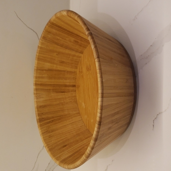 Bamboo Bowl Light Brown Bottom 8.75" Diam and Top 11.5" Diam - Picture 2 of 8